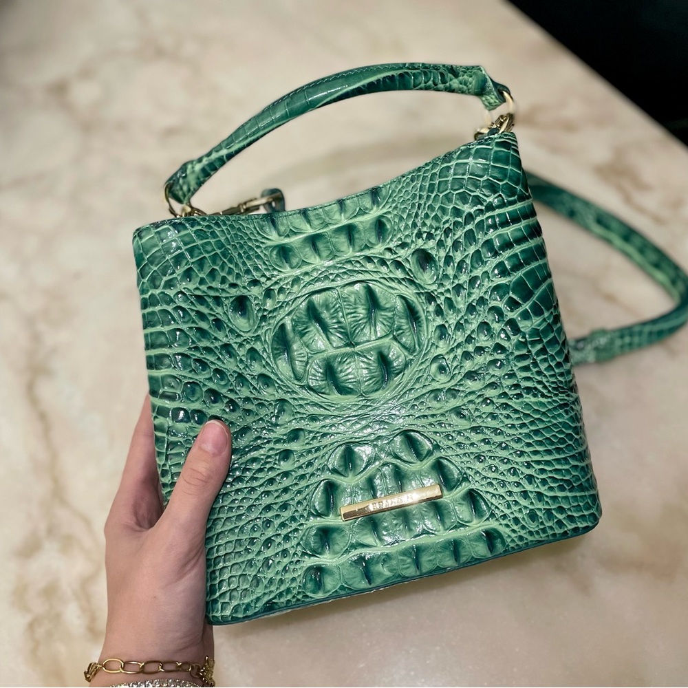 Brahmin Emerald Croc-Embossed Shoulder Bag